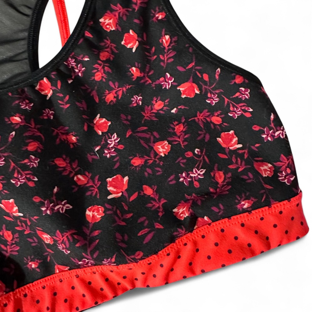 Floral Sports Bra‎ Medium Support Racerback Activewear Size Large - Picture 4 of 9